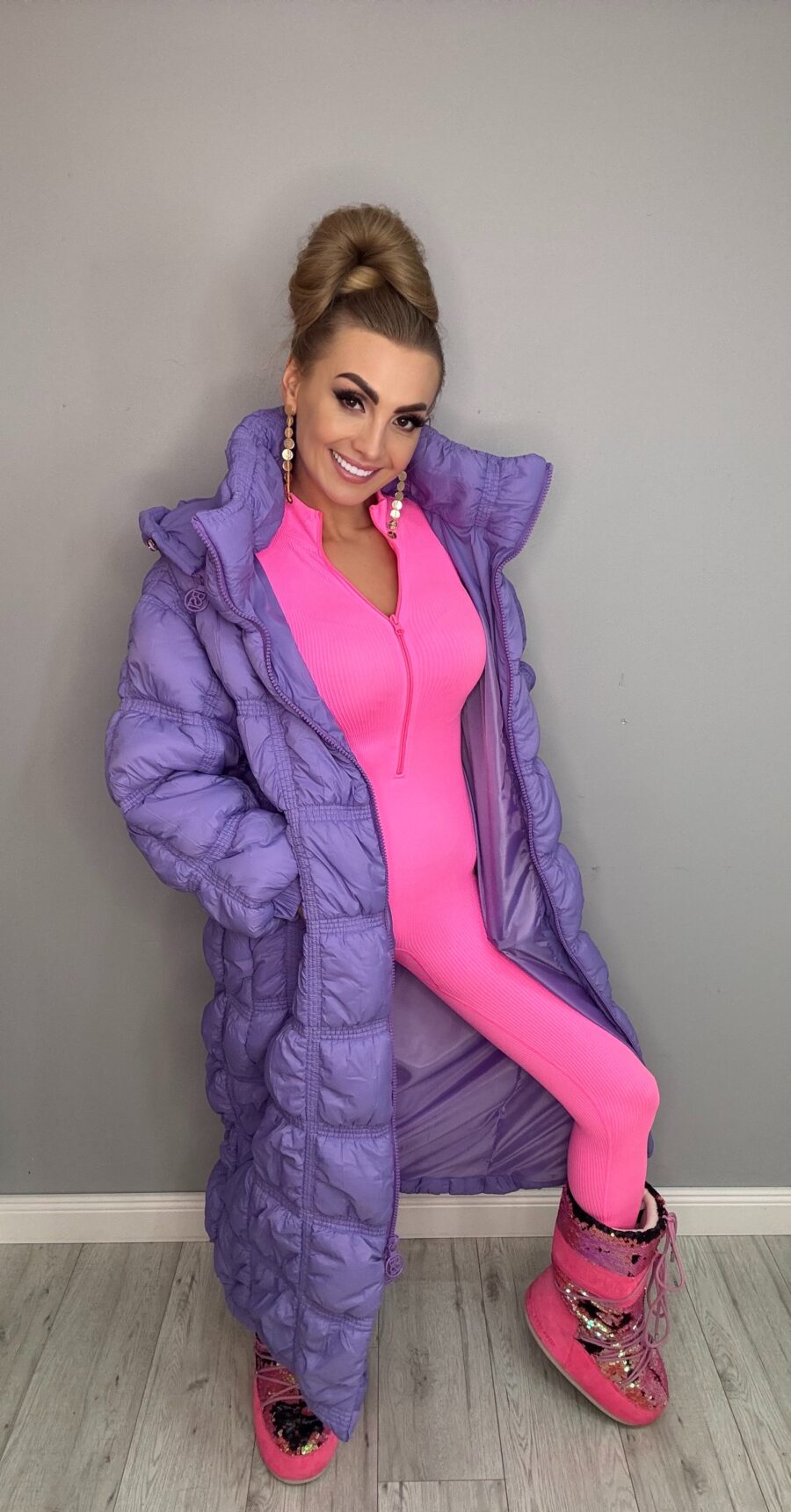 Płaszcz pikowany BASTET fioletowy PREMIUM - obrazek 4