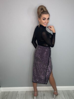 Zjawiskowa Asymetryczna Spódnica ze Srebrnymi Cyrkoniami - obrazek 5