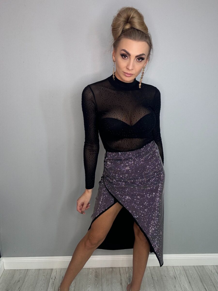 Zjawiskowa Asymetryczna Spódnica ze Srebrnymi Cyrkoniami Zjawiskowa Asymetryczna Spódnica ze Srebrnymi Cyrkoniami - obrazek 1