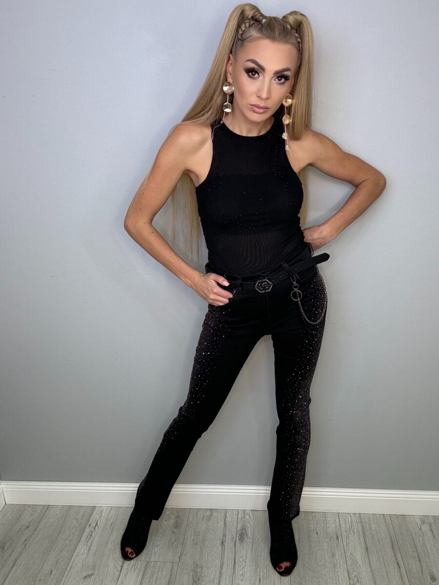 image00011 Spodnie Jeansowe Czarne Deszcz Cyrkonii - obrazek 1