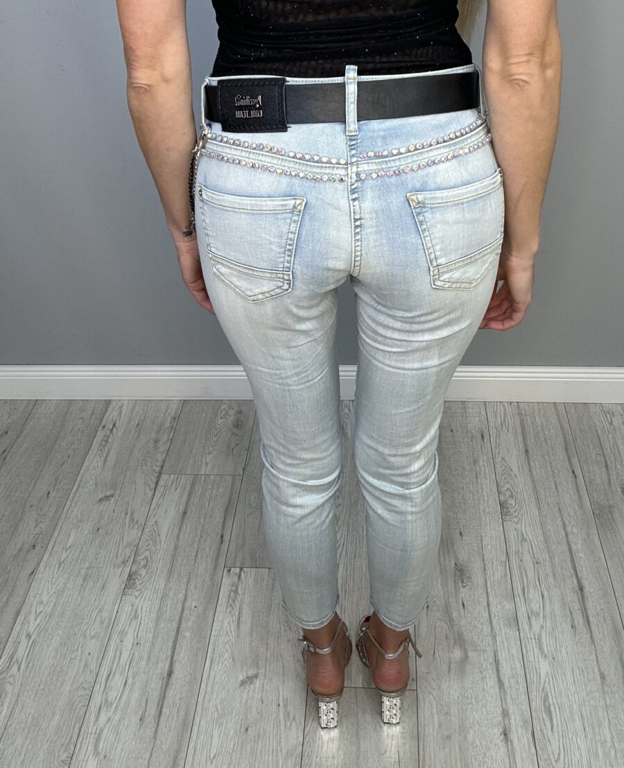 Wiosenny Blask - Spodnie Jeansowe z Cyrkoniami - obrazek 3