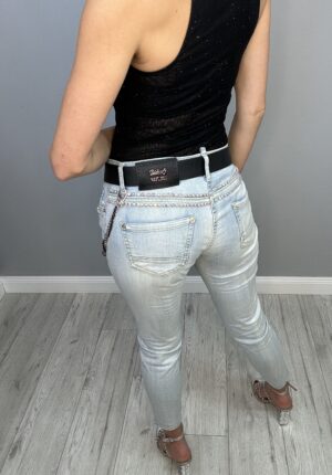 Wiosenny Blask - Spodnie Jeansowe z Cyrkoniami - obrazek 2