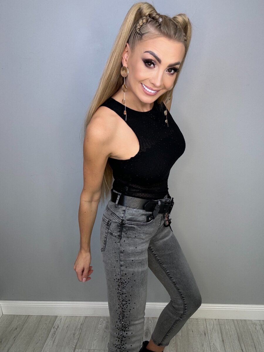 Jeansy Szare Cyrkonia Puccini - obrazek 5