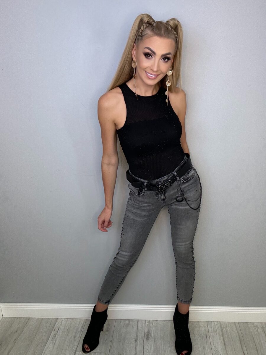 Jeansy Szare Cyrkonia Puccini - obrazek 6