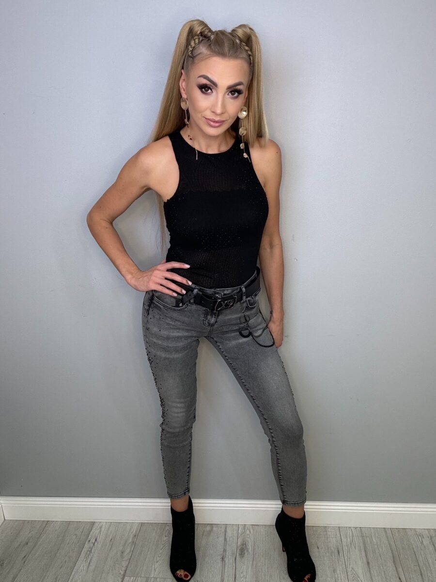 Jeansy Szare Cyrkonia Puccini - obrazek 7