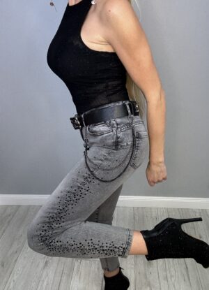 Jeansy Szare Cyrkonia Puccini - obrazek 4