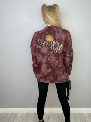 Bluza Premium Wysadzana Cyrkoniami w Kolorze Bordowym - obrazek 3