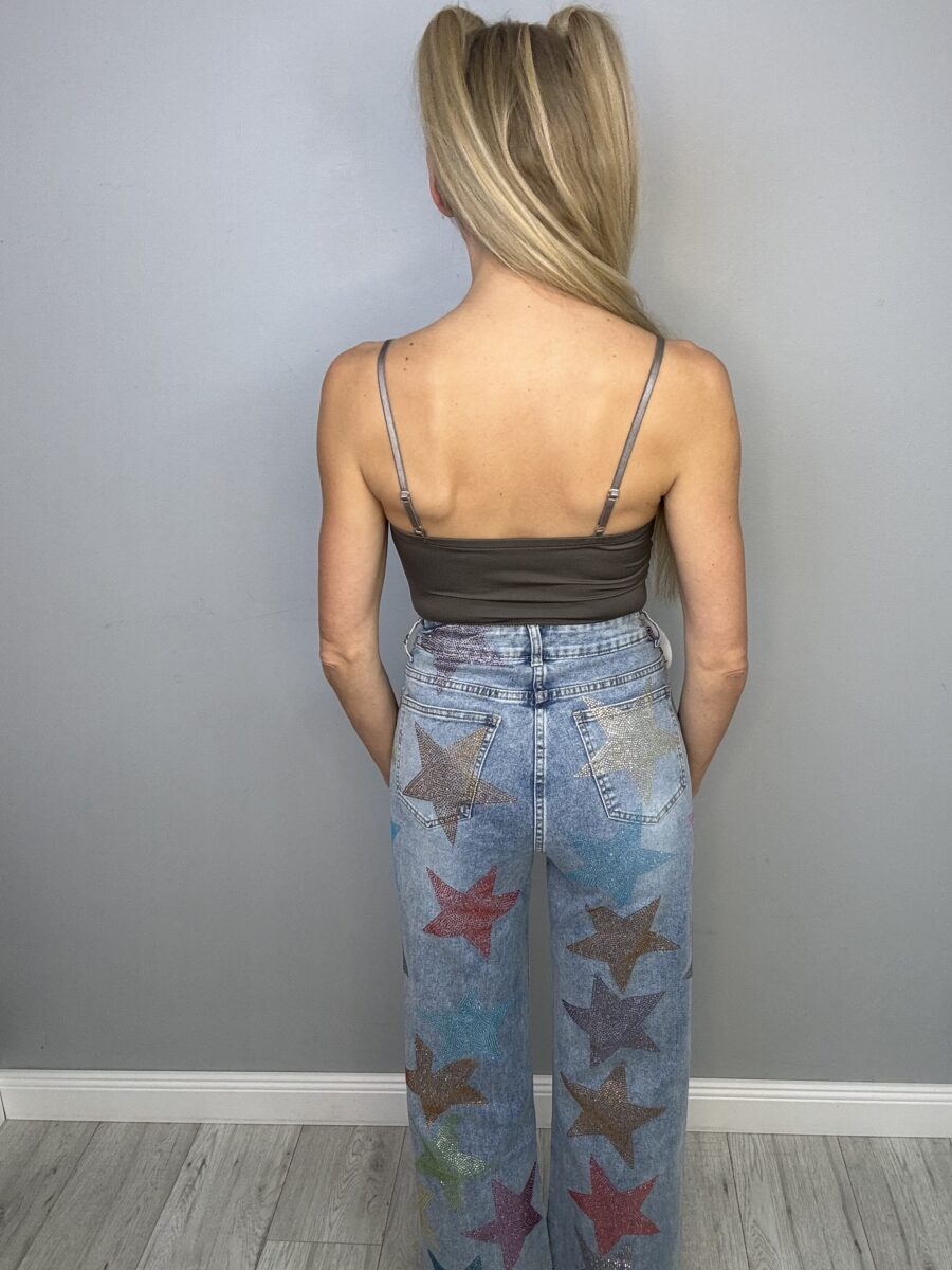 Spodnie Jeansowe dzwony w gwiazdki - obrazek 6