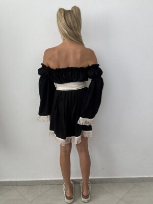 Czarna sukienka ARIZONA z frędzlami – La Monne - obrazek 8