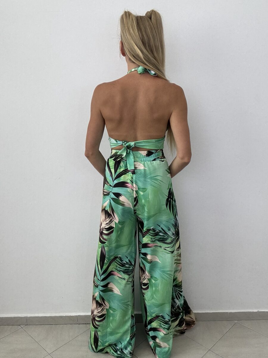 Komplet 2-częściowy – staniczek + spodnie z rozcięciem Egzotyczna Zieleń - obrazek 5