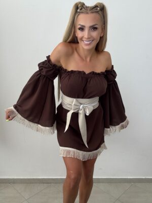 Sukienka boho ARIZONA czekoladowa – La Monne - obrazek 3