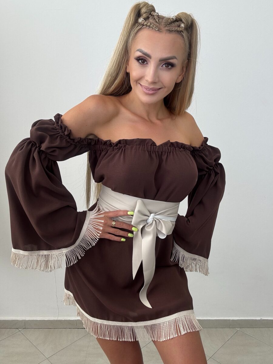 Sukienka boho ARIZONA czekoladowa – La Monne - obrazek 4