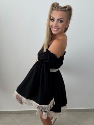 Czarna sukienka ARIZONA z frędzlami – La Monne - obrazek 7