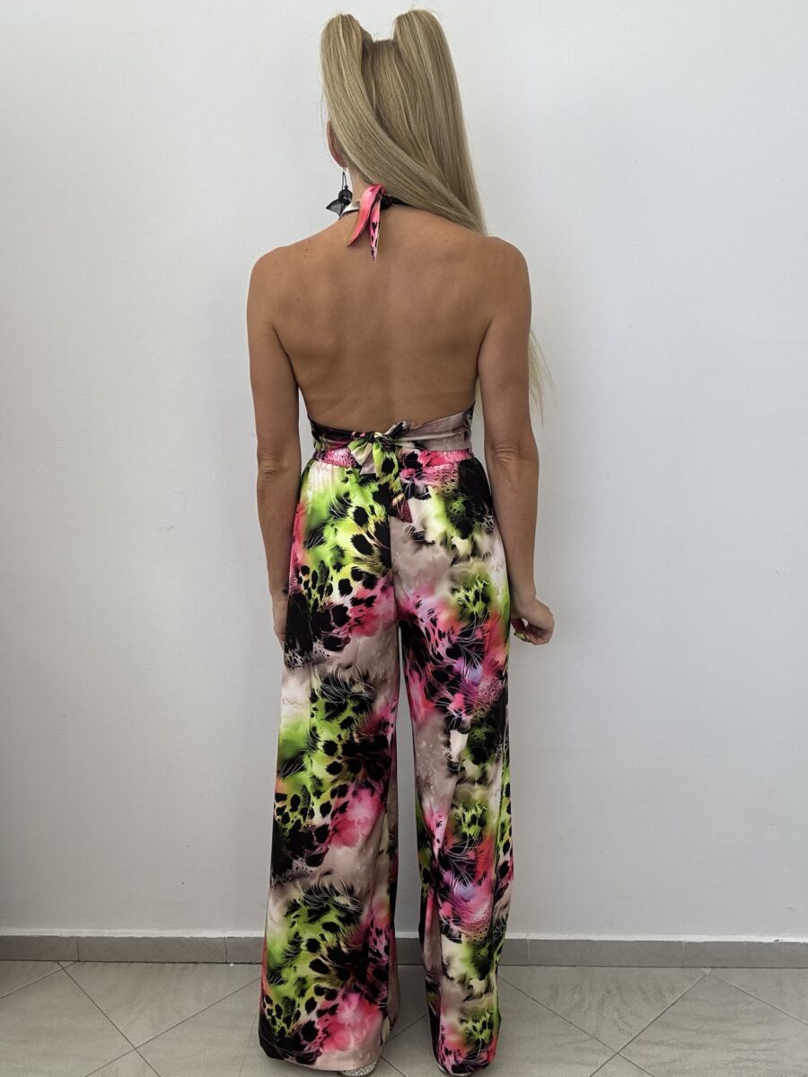 Komplet 2-częściowy – staniczek + spodnie z rozcięciem tropikalna zieleń - obrazek 5