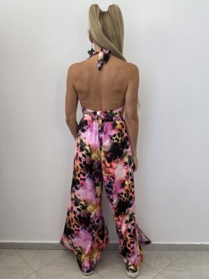 Komplet 2-częściowy – staniczek + spodnie z rozcięciem fioletowa egzotyka - obrazek 6