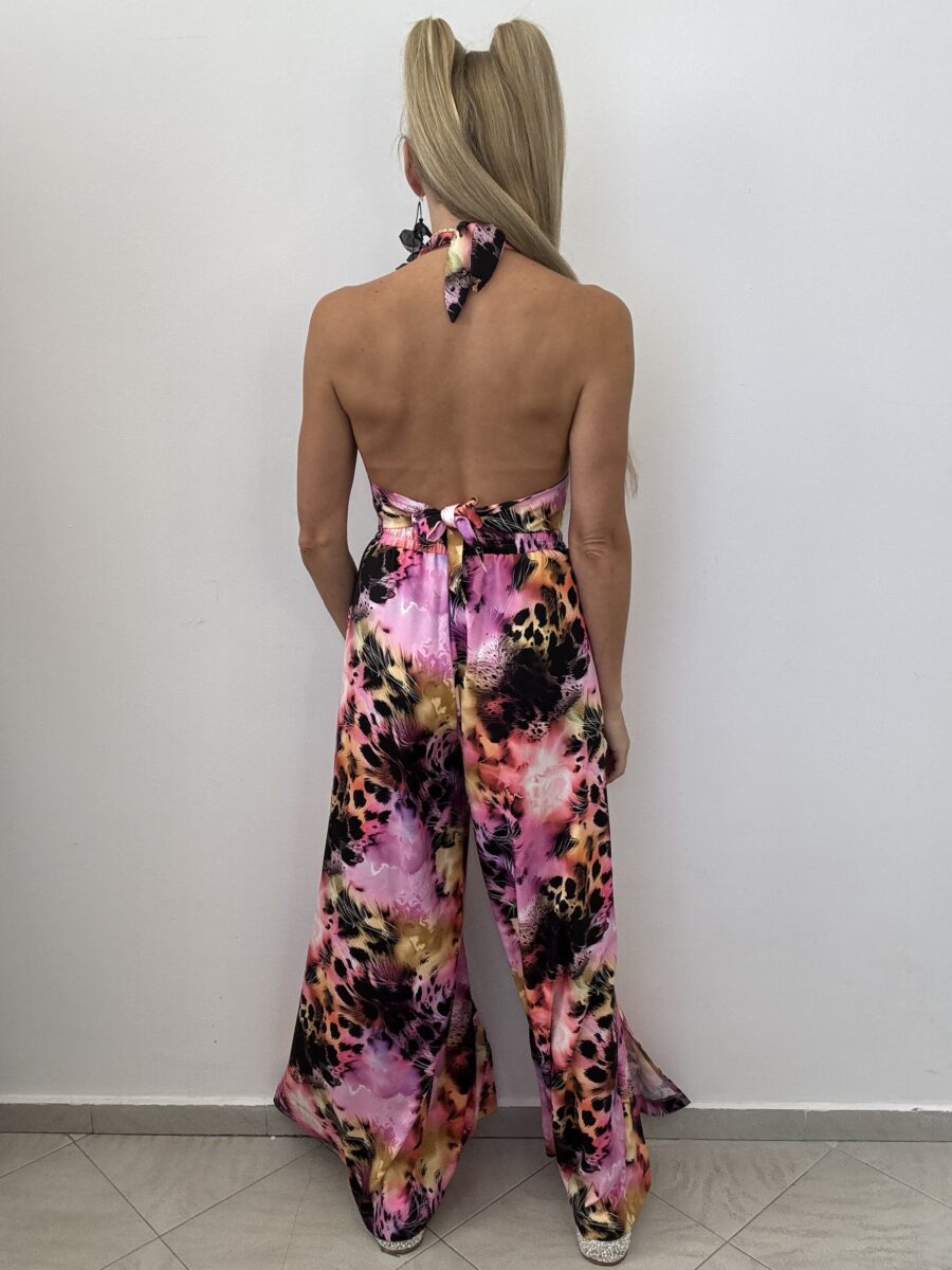 Komplet 2-częściowy – staniczek + spodnie z rozcięciem fioletowa egzotyka - obrazek 6