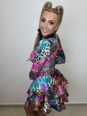 Komplet body z dekoltem i spódniczko spodenki turkus mix Millagro - obrazek 3