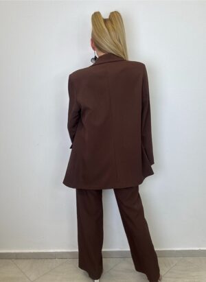 Brązowy komplet z marynarką i spodniami + GRATIS kamizelka „WOW” efekt - obrazek 12