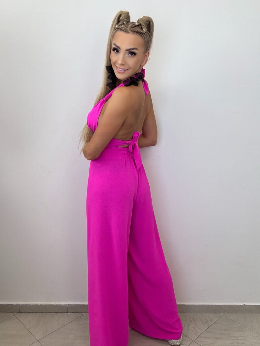 Komplet 2-częściowy – staniczek + spodnie z rozcięciem Neon Róż - obrazek 6