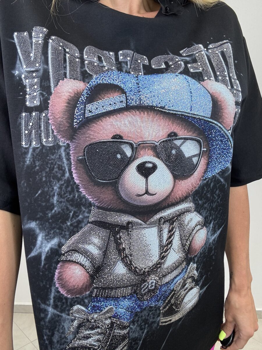 Koszulka oversize „Street Teddy” – unisex, premium jakość - obrazek 2