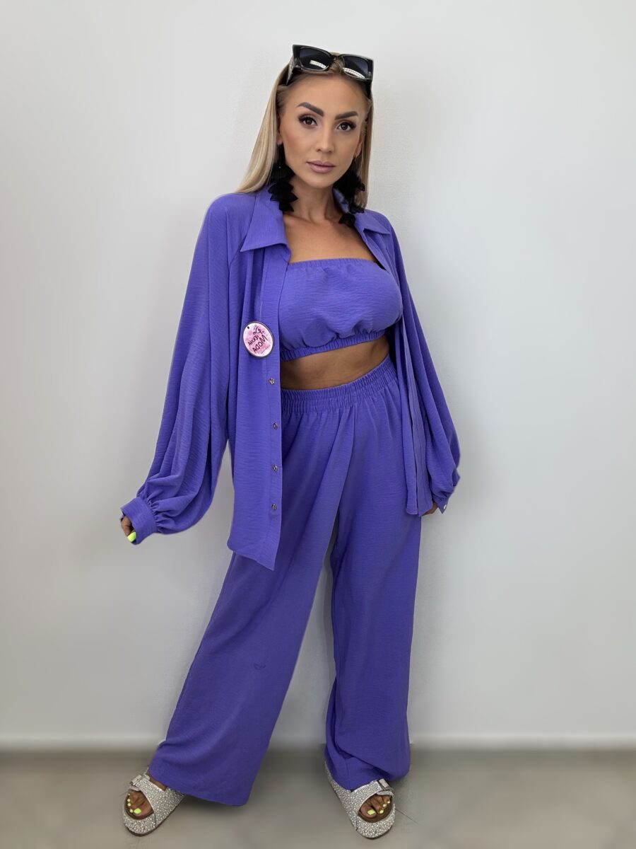 Komplet 3-częściowy – koszula, top i spodnie FIOLET - obrazek 7