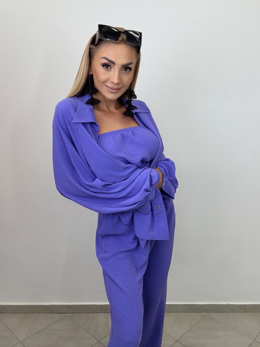 img_9517 Komplet 3-częściowy – koszula, top i spodnie FIOLET - obrazek 1