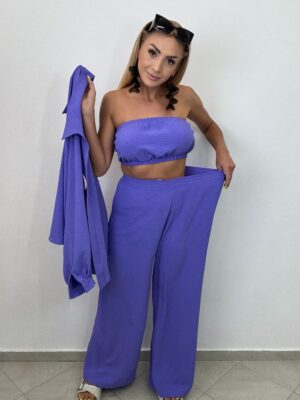 Komplet 3-częściowy – koszula, top i spodnie FIOLET - obrazek 3