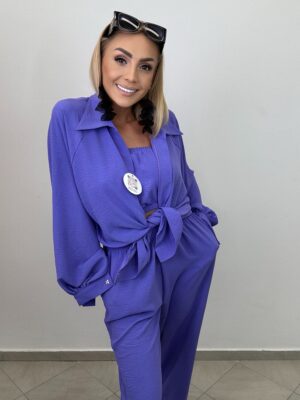 Komplet 3-częściowy – koszula, top i spodnie FIOLET - obrazek 2