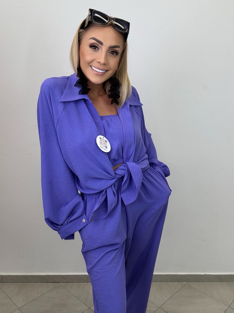 Komplet 3-częściowy – koszula, top i spodnie FIOLET - obrazek 2