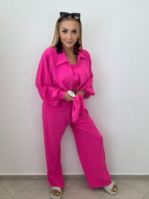 Komplet 3-częściowy – koszula, top i spodnie FUKSJA NEON - obrazek 11