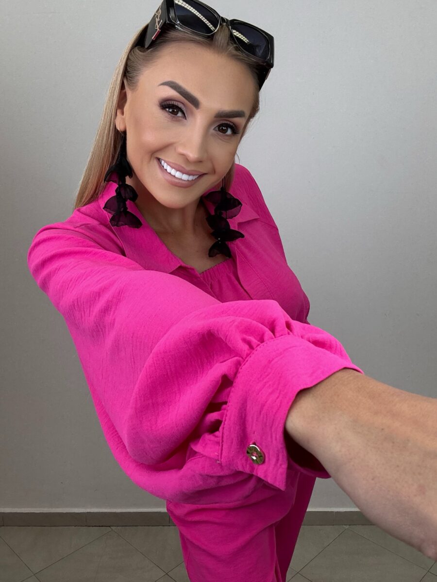 Komplet 3-częściowy – koszula, top i spodnie FUKSJA NEON - obrazek 3