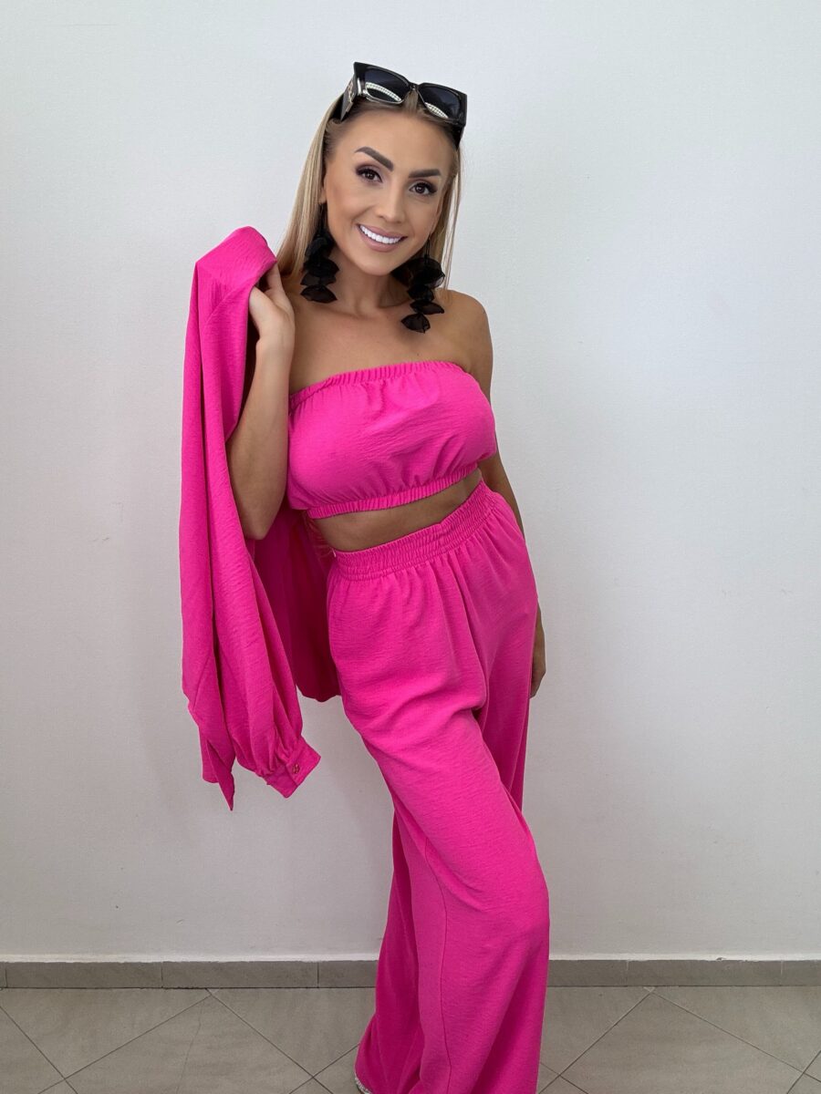 img_9575 Komplet 3-częściowy – koszula, top i spodnie FUKSJA NEON - obrazek 1