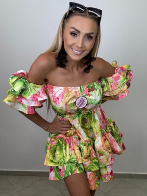 Sukienka Diva Vasari Kwiecista Zieleń - obrazek 5