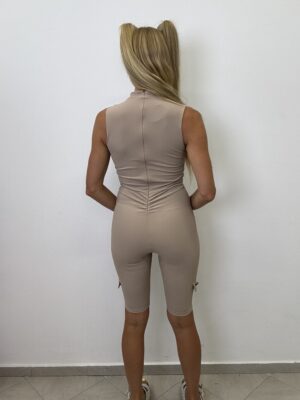 Stylowy kombinezon prążek krótki beż KS by …. - obrazek 6