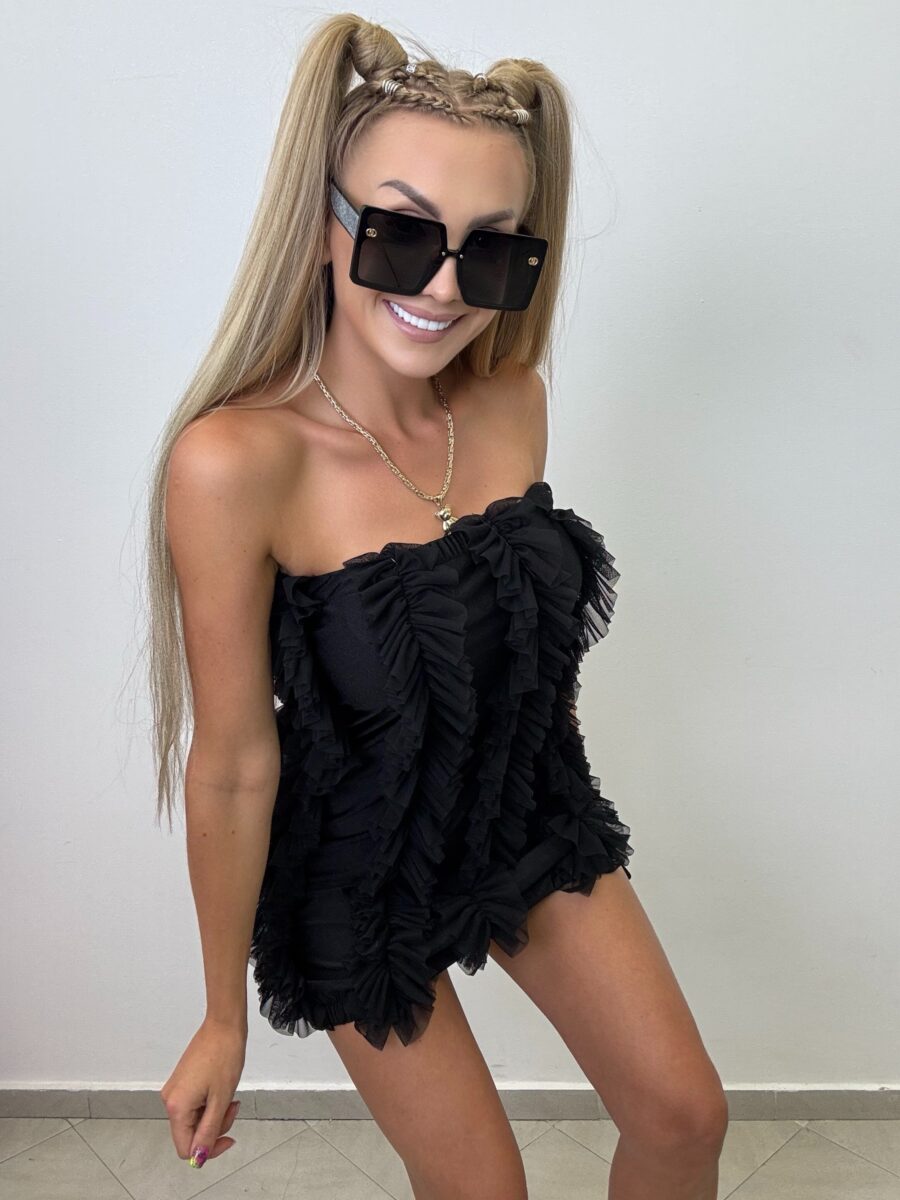 Sukienka z ozdobnymi tiulami czarna KS by … - obrazek 2