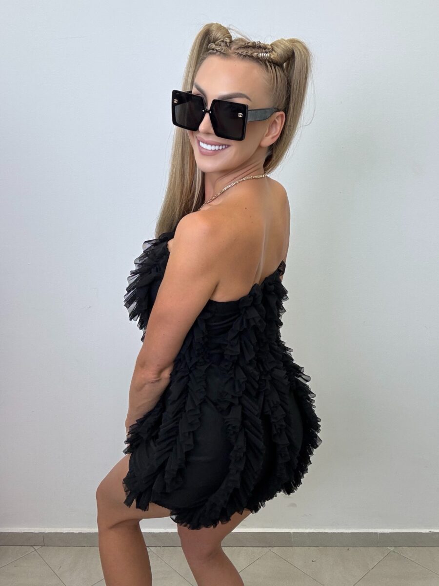 Sukienka z ozdobnymi tiulami czarna KS by … - obrazek 5