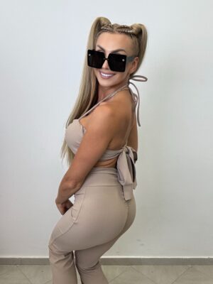 Komplet prążek w kolorze kawy z mlekiem KS by… - obrazek 5