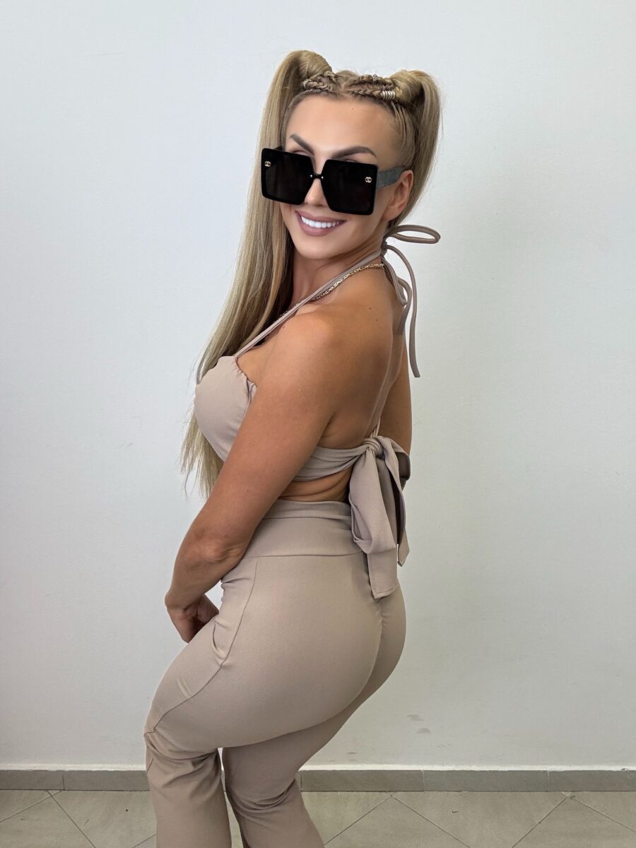 Komplet prążek w kolorze kawy z mlekiem KS by… - obrazek 5