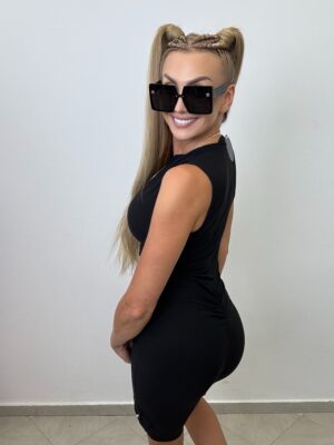 Stylowy kombinezon prążek krótki czarny KS by …. - obrazek 2