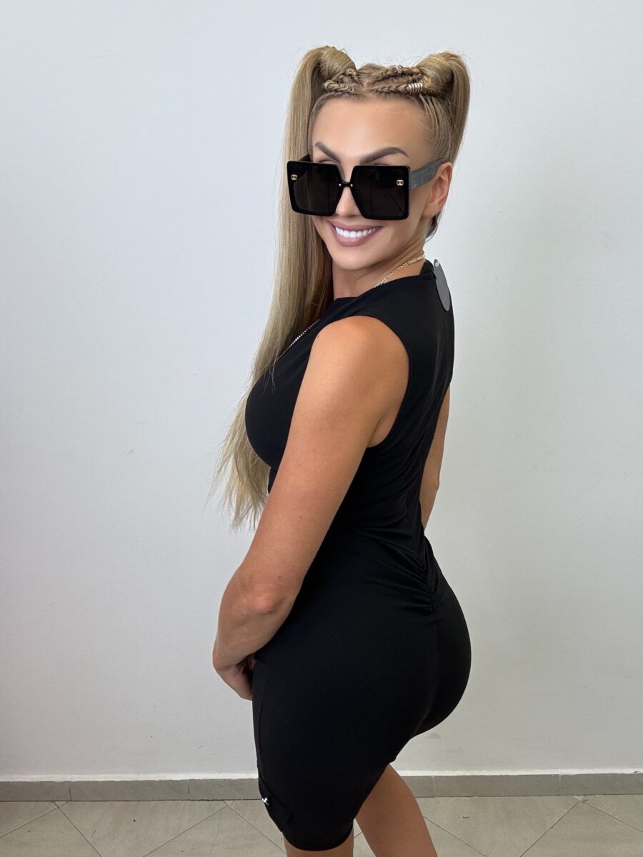 Stylowy kombinezon prążek krótki czarny KS by …. - obrazek 2