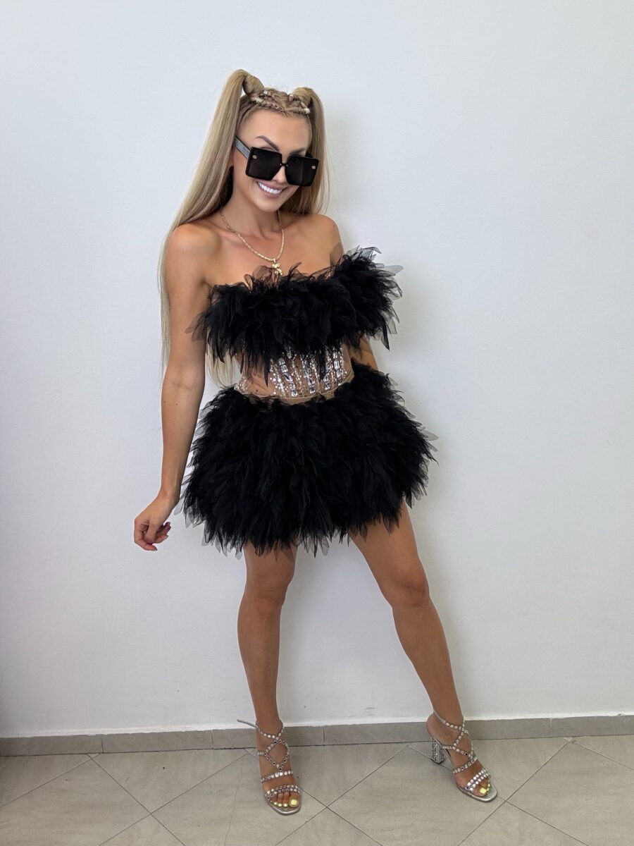 Luksusowy Komplet Tiul Gorset + spòdniczka Czarny - obrazek 2