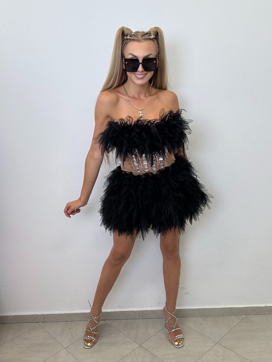 Luksusowy Komplet Tiul Gorset + spòdniczka Czarny - obrazek 4