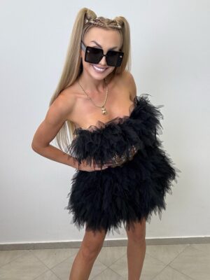 Luksusowy Komplet Tiul Gorset + spòdniczka Czarny - obrazek 3