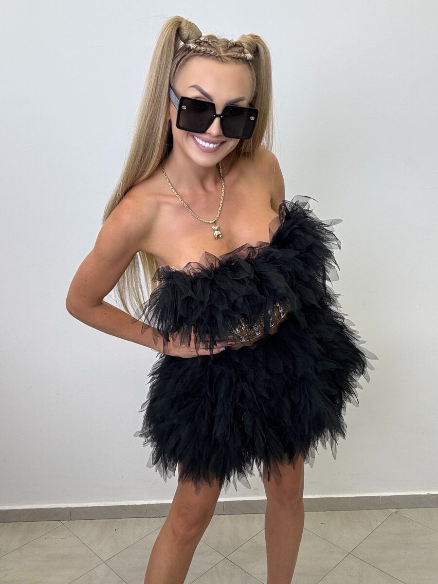 Luksusowy Komplet Tiul Gorset + spòdniczka Czarny - obrazek 3