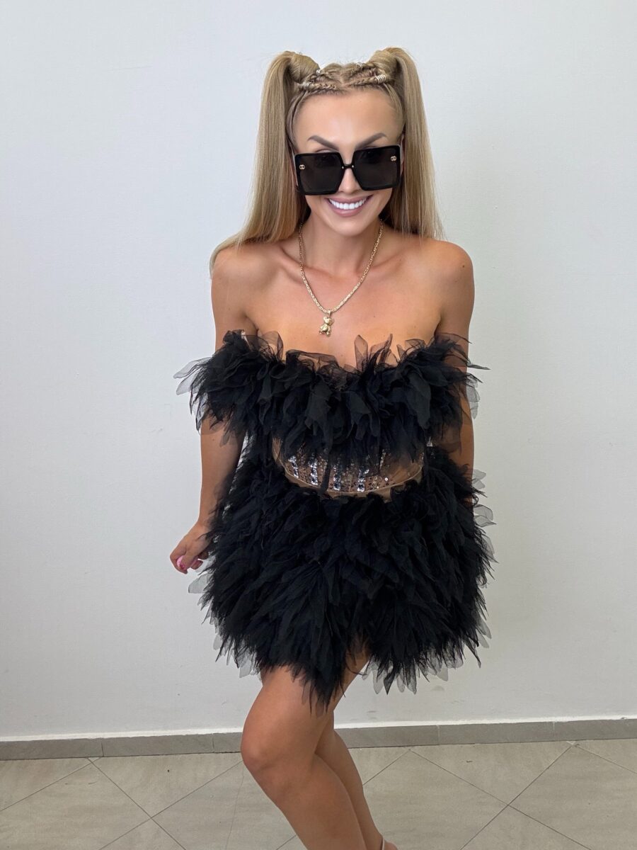 Luksusowy Komplet Tiul Gorset + spòdniczka Czarny - obrazek 5