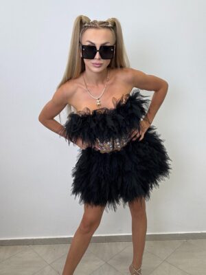 Luksusowy Komplet Tiul Gorset + spòdniczka Czarny - obrazek 6