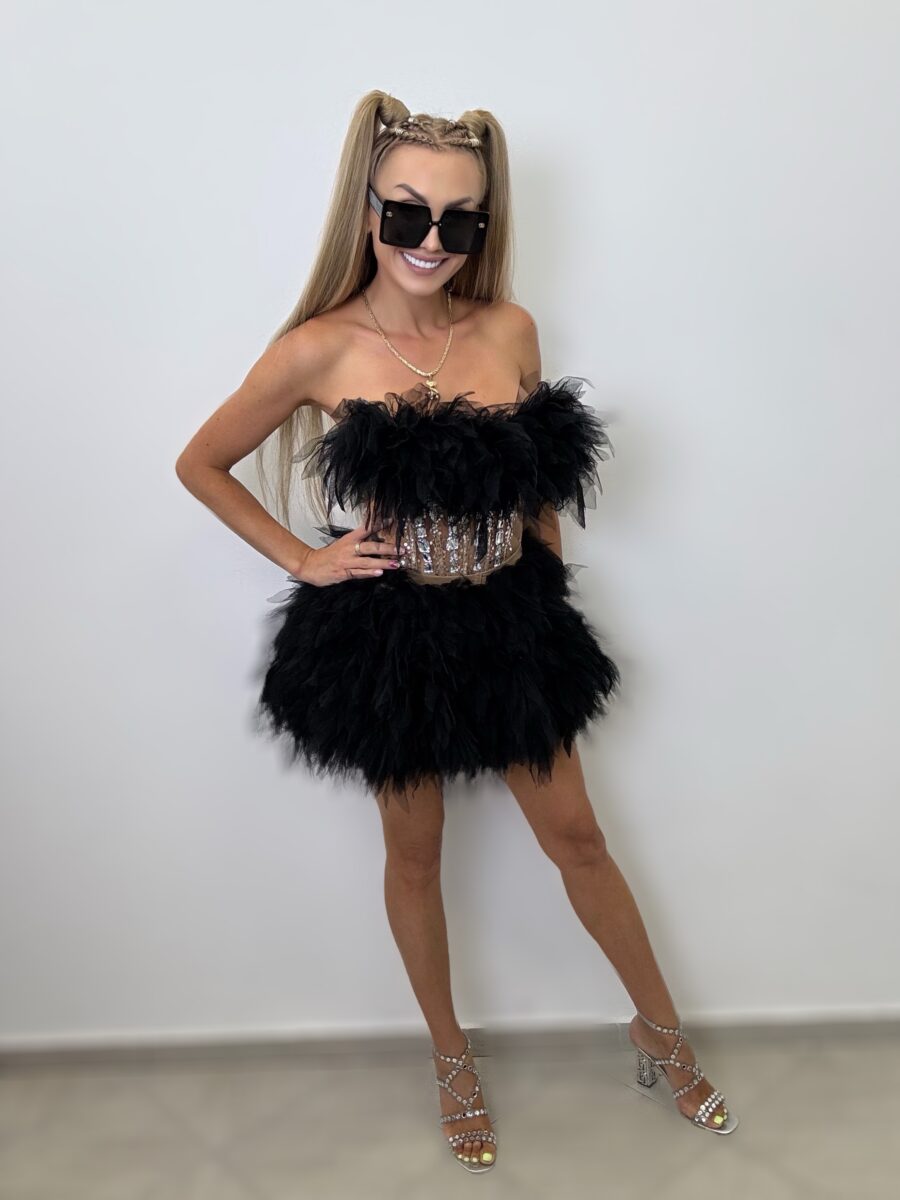 Luksusowy Komplet Tiul Gorset + spòdniczka Czarny - obrazek 1