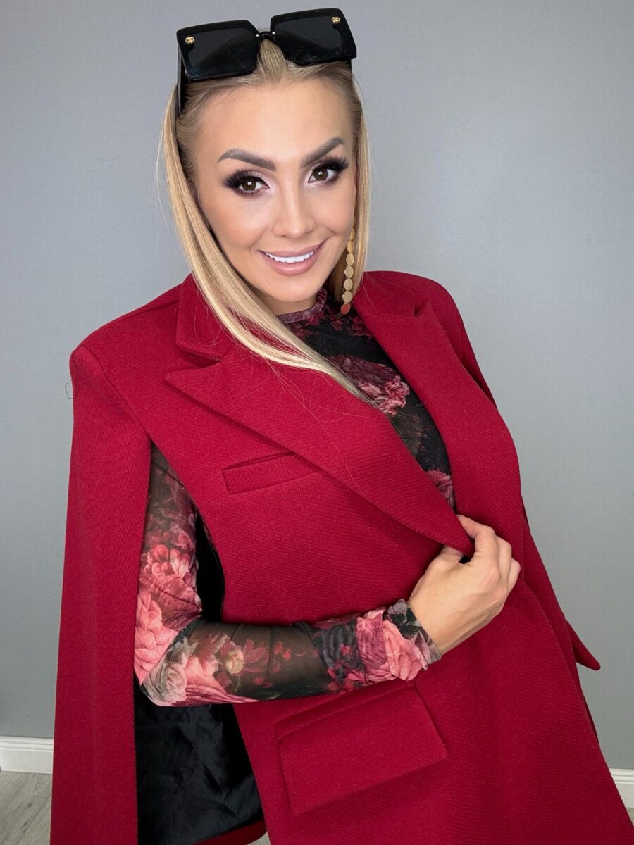 Marynarka a’la batman czerwona z płaszczowego materiału La Milla - obrazek 2