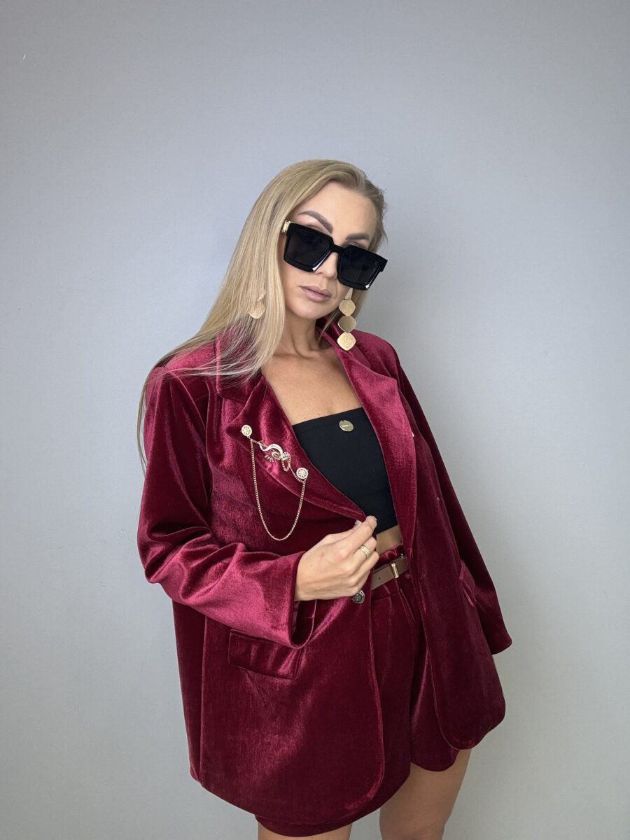 Komplet welurowy bordo PREMIUM - obrazek 6