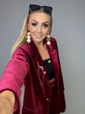 Komplet welurowy bordo PREMIUM - obrazek 5